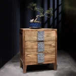Auspicious Cloud Neem Wood Modern Chinese Style Cabinet