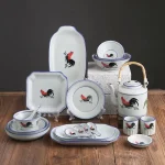 Classic Chinese Cantonese Style Rooster Porcelain Tableware