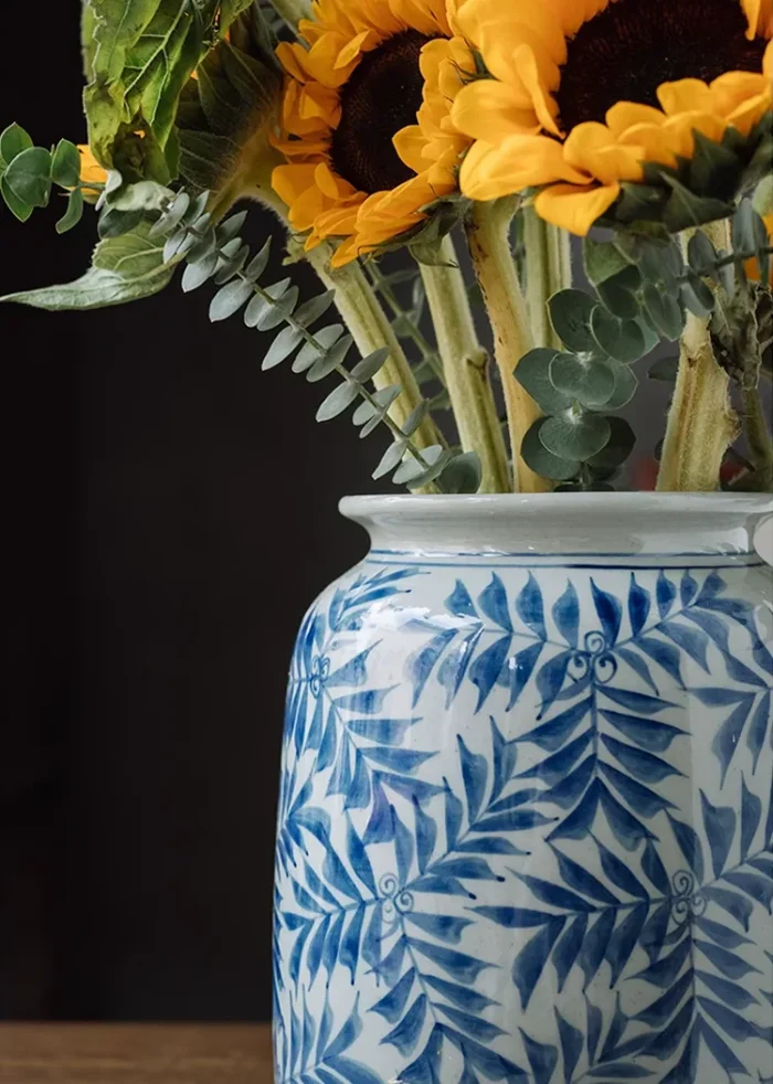 Blue & White Porcelain Modern Chinese Flower Pot | Zen Living Shop & Blog